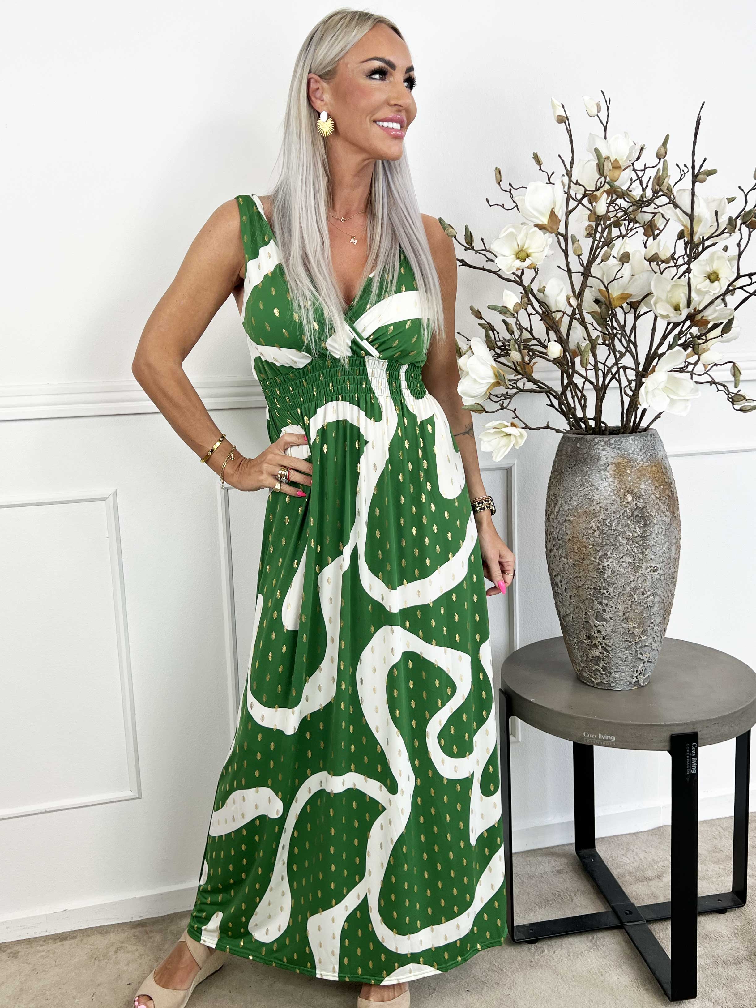 Kenza - Mønstret stropkjole i elastisk stof